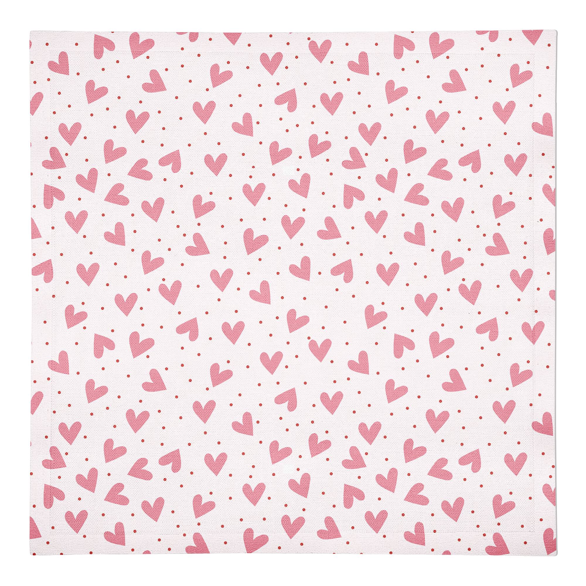 Heart Polka Pattern 10" x 10" Cotton Twill Napkin